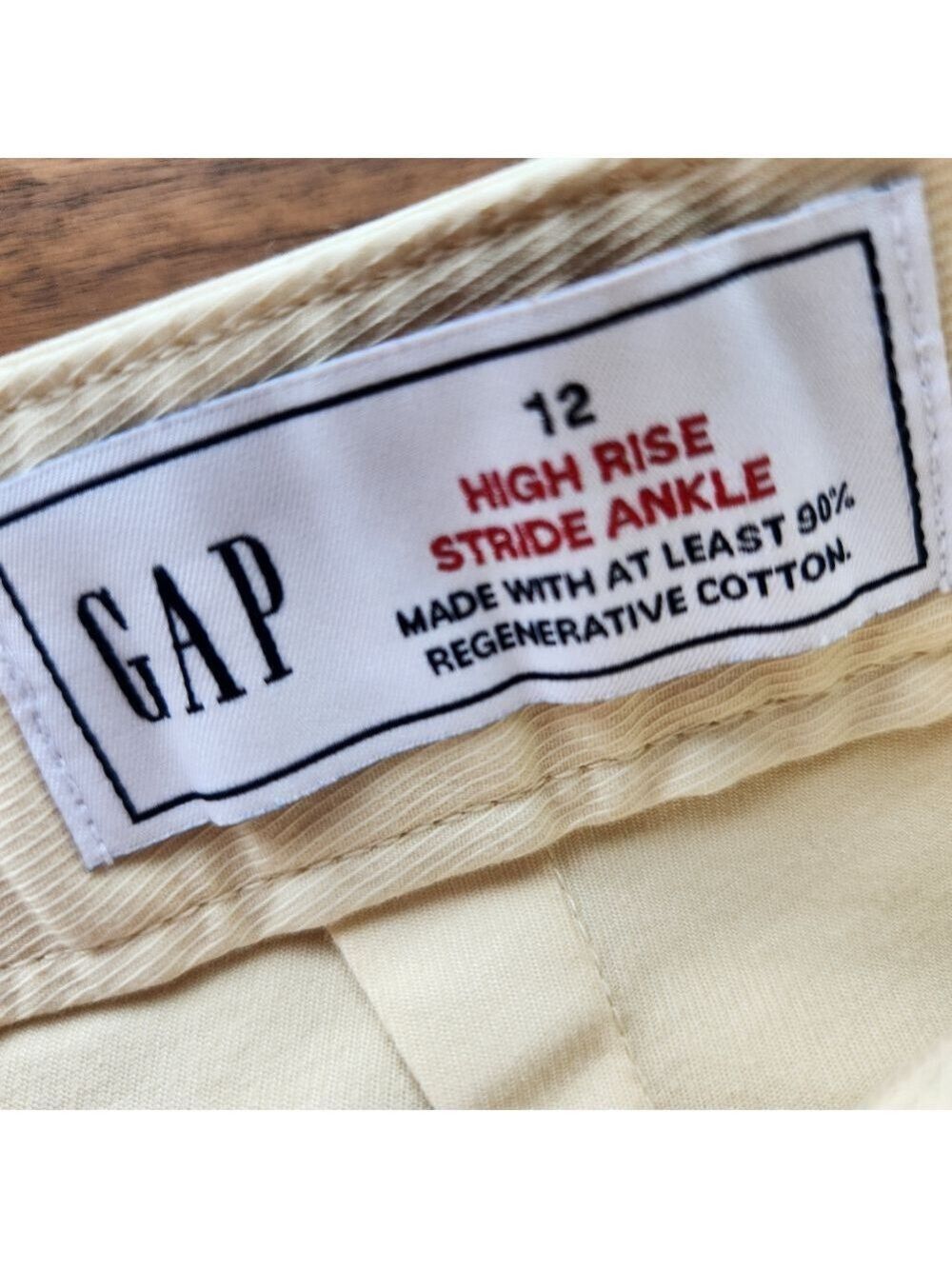 GAP HIGH RISE STRIDE ANKLE KHAKI TAN PANT SIZE 12 NWT - Picture 4 of 9